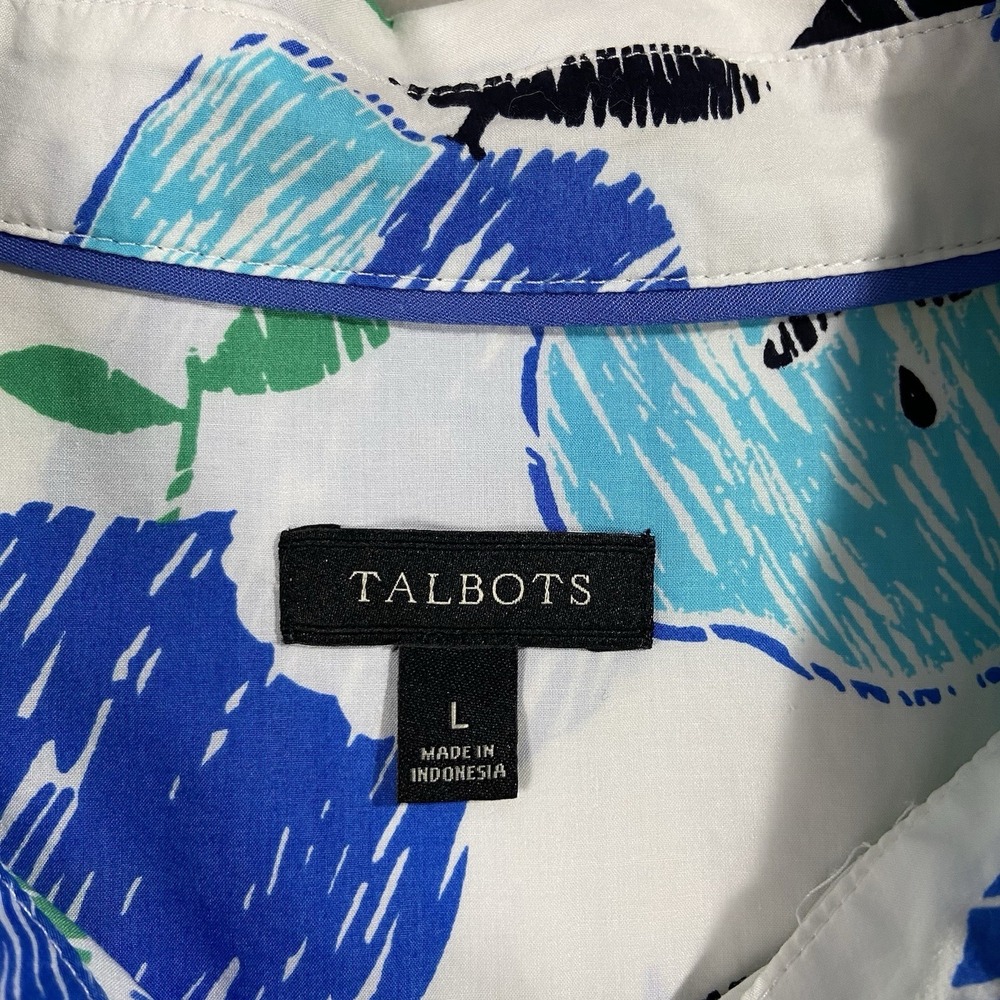 TALBOTS Cotton Long Sleeve Button Up Apple Print Women L 1st Day of School Teach - Picture 2 of 6